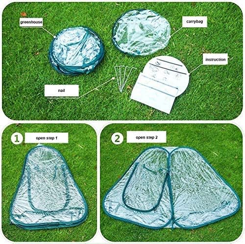 porayhut Pop Up Greenhouse Cover ,Pack of 2 Pcs,Flower House Mini Gardening Plant Flower Sunshine Room Room,Backyard PVC Greenhouse Cover for Cold Frost Protector Gardening Plants