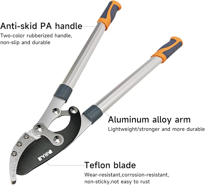 AIRAJ 27” Anvil Loppers for Tree Trimming Heavy Duty with Compound Action,Tree Branch Cutter with 2 Inch Cutting Capacity,Chops Thick Branches Ease,Garden Lopper Pruning Shears Heavy Duty,Tree Trimmer