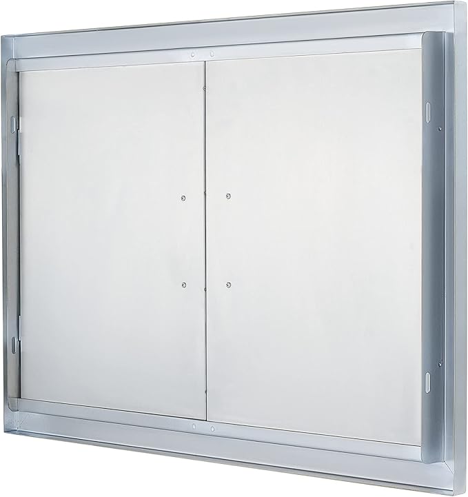CO-Z Outdoor Kitchen Doors, 28" W x 19" H Weatherproof 304 Stainless Steel Built in BBQ Double Access Door for Outside Kitchen Commercial Grilling Station Barbeque Oven Island Storage Cabinet Door