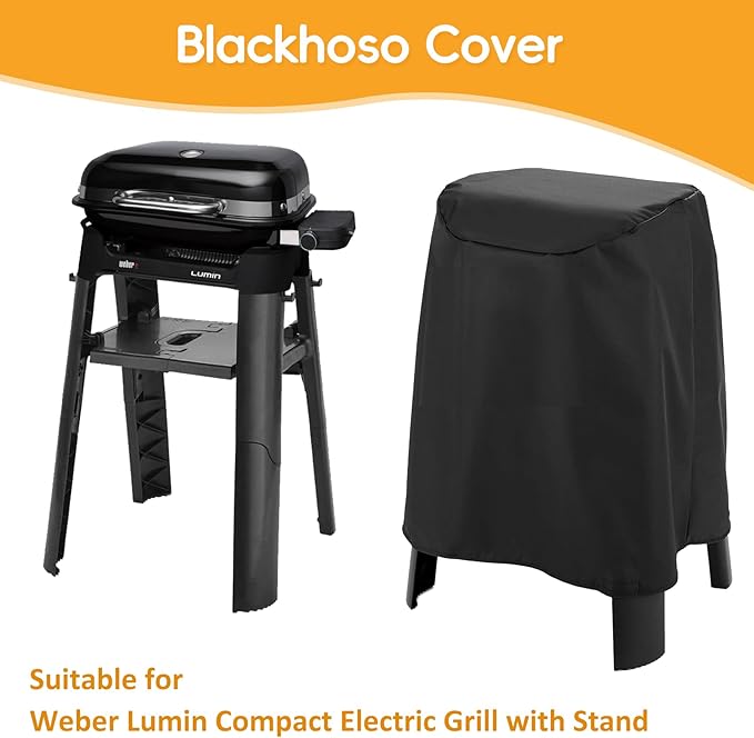 Grill Cover for Weber Lumin Electric Grill with Stand, Lumin Compact Grill with Stand, 600D Heavy Duty Waterproof UV Resistant Cover for Weber Lumin/Compact with Stand, Grill Accessory (Cover Only)