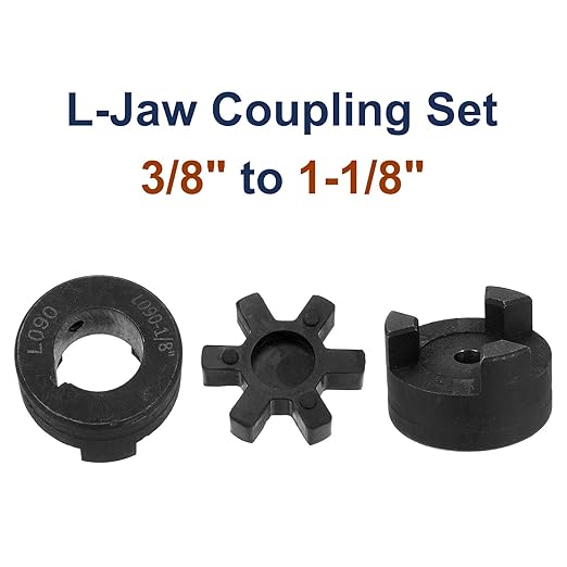 uxcell 3/8" to 1-1/8" L090 Flexible 3-Piece L-Jaw Coupling Coupler Set & Buna-N NBR Rubber Spider for Log Splitter Hybrid Equipment