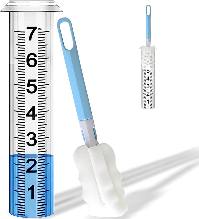 Rain Gauge Replacement Tube,7" Capacity Accurate Rain Gauge Tube for Yard,Upgraded Rain Gauge Outdoor Freeze Proof Tube,Plastic Rain Meter Tube,Rainfall Measure Tube,1 Thickened Tube with 1 Brush