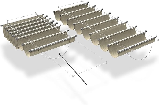 ECOOPTS 4'x18' Retractable Wave Sun Shade Canopy Pergola Cover Shade Sail Awning for Patio Porch Garden Yard Deck Outdoor (Beige)