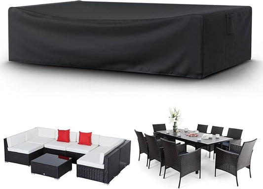 STARTWO Patio Furniture Covers Waterprpoof, Tear Resistant Rectangular Outdoor Furniture Set Cover for Table and Chairs, Outdoor Sectional Sofa Cover, 74"L x 47"W x 28"H