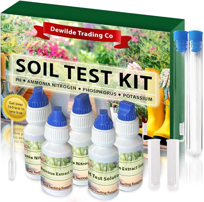 Soil Test Kit -140 Test- 2025 Updated- Testing PH Ammonia Nitrogen Phosphorus and Potassium - Tester for Your Vegetable Garden Lawn and Soil