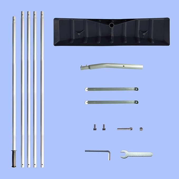 20 Feet Snow Roof Rake, 25 Inch Black Poly Blade and Aluminium Handle, Snow Rake Telescoping Snow Removal Tool