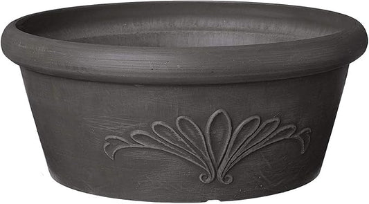 Arcadia Garden Products PSW TA20DC Plastic/Stone/Wood Composite Bulb Pan – No Drainage Hole (Drillable), 8"x3", Dark Charcoal
