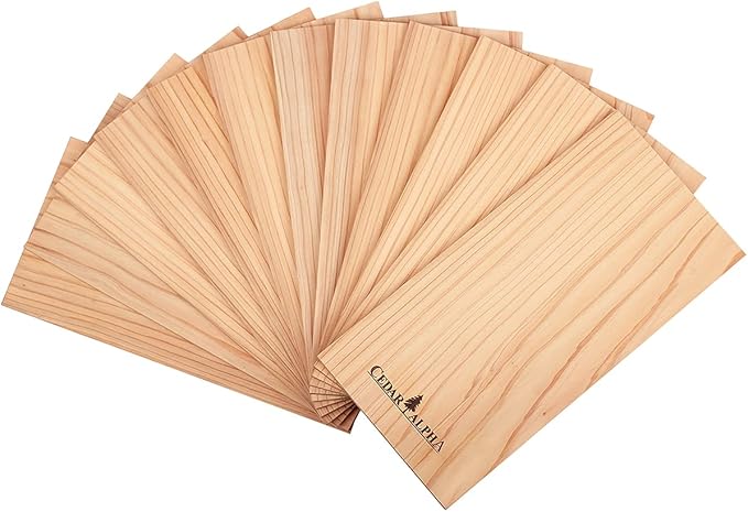 12 Pk, Premium Alaskan Western Red Cedar Planks for Grilling Salmon, 10''X 5.75'', Adds Smoky Cedar Flavor to Salmon, Chicken, Veggies and More.