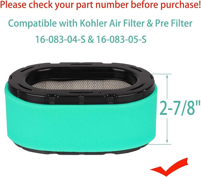 2 Packs 16-083-04 1608304S Air Filter Compatible with Kohler 7000 Series 19-26hp Engine Lawn Mower Air Filters, Replace 16-083-04-s 1688304
