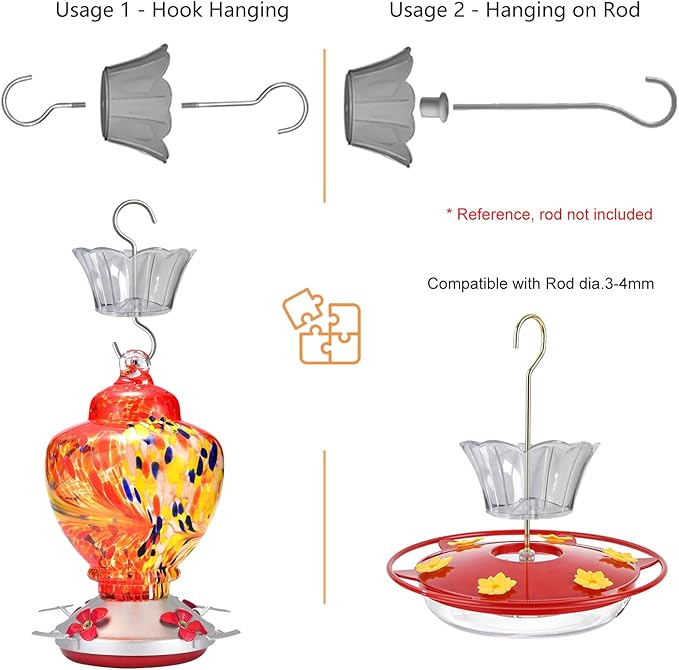 Ant Moat for Hummingbird Feeder - 3 OZ x 4 Pack Insect Guard with Large Capacity (Orange)