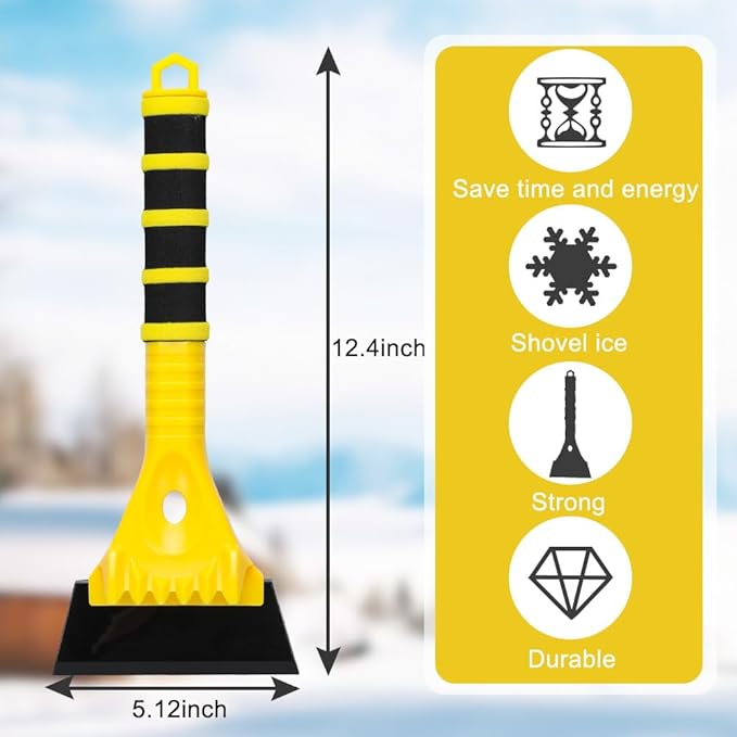 12.4" Ice Scraper for Car Windshield Snow Frost Ice Removal Tool Snow Scraper with Foam Handle for Cars Trucks Window