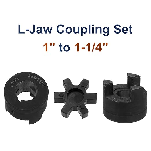 uxcell 1" to 1-1/4" L100 Flexible 3-Piece L-Jaw Coupling Coupler Set & Buna-N NBR Rubber Spider for Log Splitter Hybrid Equipment