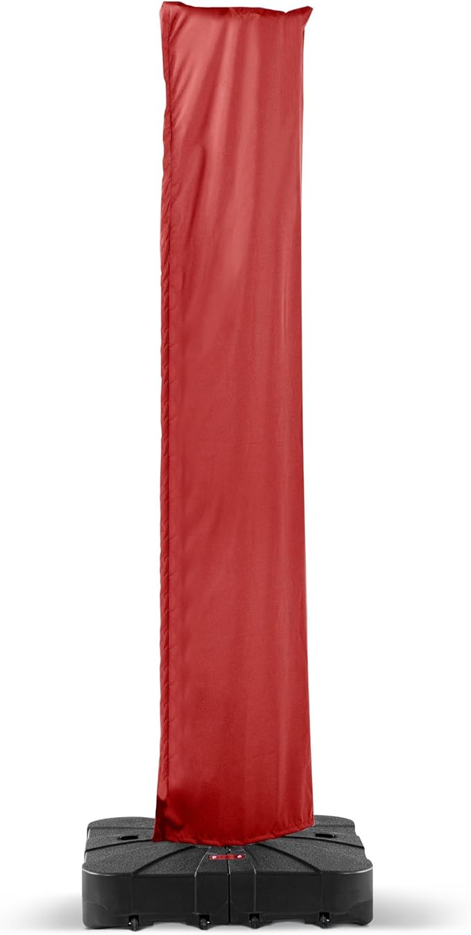 Patio Cantilever Umbrella Cover Outdoor Offset umbrellas Covers with Zipper and Rod UV Resistant Waterproof for Pool Deck Garden, Red