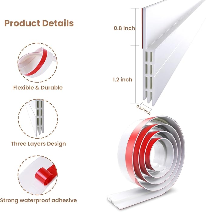 Ohuhu Door Draft Stopper Seal Strip, Door Sweep Under Door Weather Stripping Noise Blocker Gap Filler Bottom, Draft Guard Dust Wind Block for Winter Garage Exterior Interior Doors( 118"L x 2"W, White)