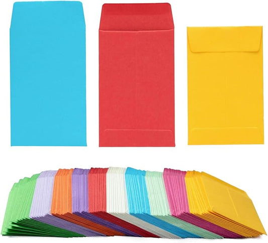 100 Pieces Colorful Small Coin Envelopes Self-Adhesive Seed Envelopes Mini Parts Small Items Storage Packets Envelopes for Garden, Office or Wedding Gift (2.25×3.5 inch)