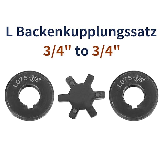 uxcell 3/4" to 3/4" L075 Flexible 3-Piece L-Jaw Coupling Coupler Set & Buna-N NBR Rubber Spider for Log Splitter Hybrid Equipment