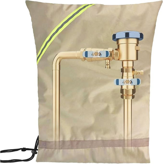 Outdoor Faucet Covers for Winter Freeze Protection, 24" x 30" Backflow Preventer Insulation Cover, Waterproof Pipe Insulation Cover for Snow, Sun Exposure - Beige