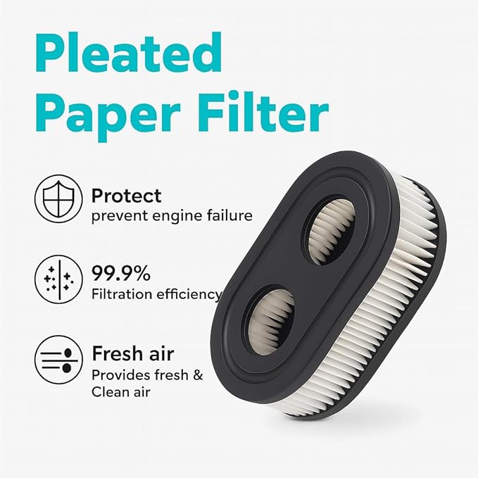Generic Lawn Mower Air Filter 593260 Air Filter Cover 594106 595658 Air Cleaner ABS Cartridge Filter Kit, Replacement Parts for Briggs and Stratton 550ex 675exi 725exi Series and More
