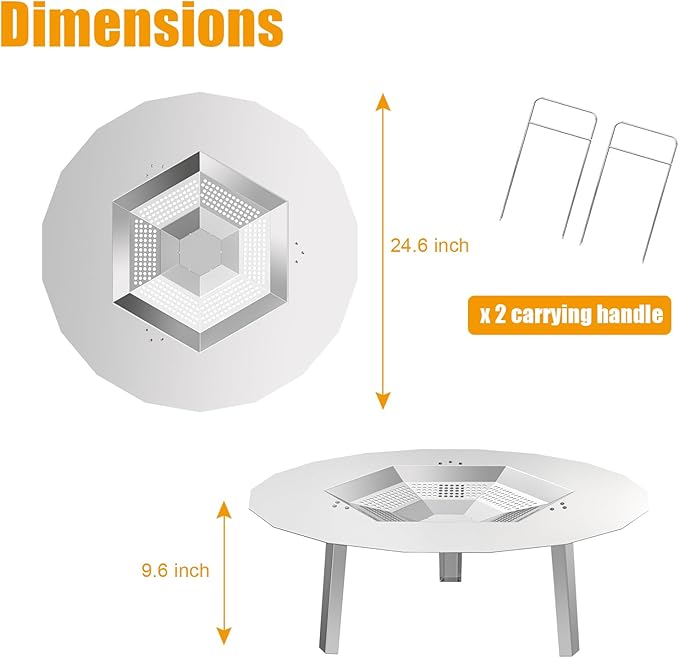 BBQ-PLUS One-Piece Heat Deflector Replacement for Solo Stove Yukon 27" Fire Pit, Stainless Steel Heat Diffuser Accessories with 3 Support Leg for Most 27 inches Outdoor/Indoor Backyard Fire Pit