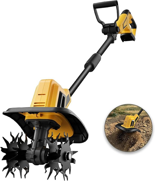 Cordless Garden Tiller Cultivator Compatible with Dewalt 20V MAX Battery, 270 RPM Electric Rototiller, 48 Steel Tines, 8.7" Tilling Width, 6.3" Depth, Rotary Tiller for Lawn/Gardening/Soil(Tool Only)