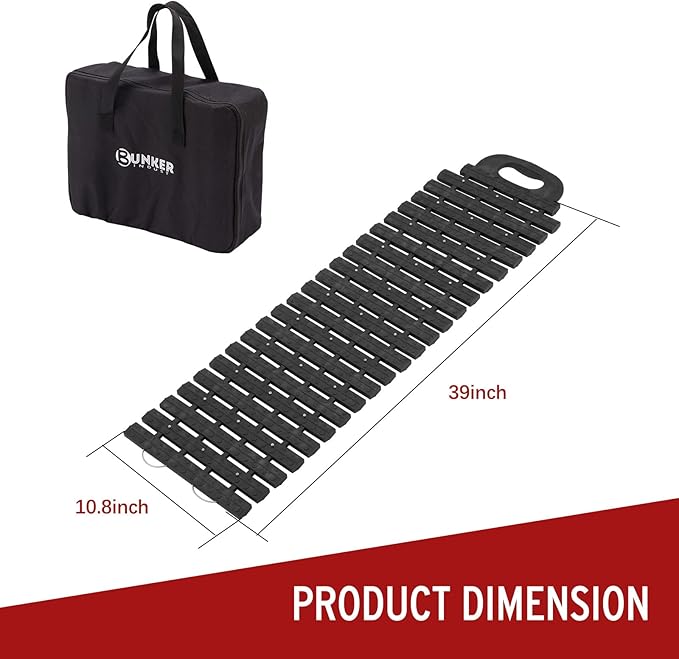 BUNKER INDUST Tire Traction Mats Portable Recovery Tracks for Off Road 4X4 Snow, Ice, Sand,Emergency Devices with Bag Gloves for Cars, Trucks, Van(2 Pack)