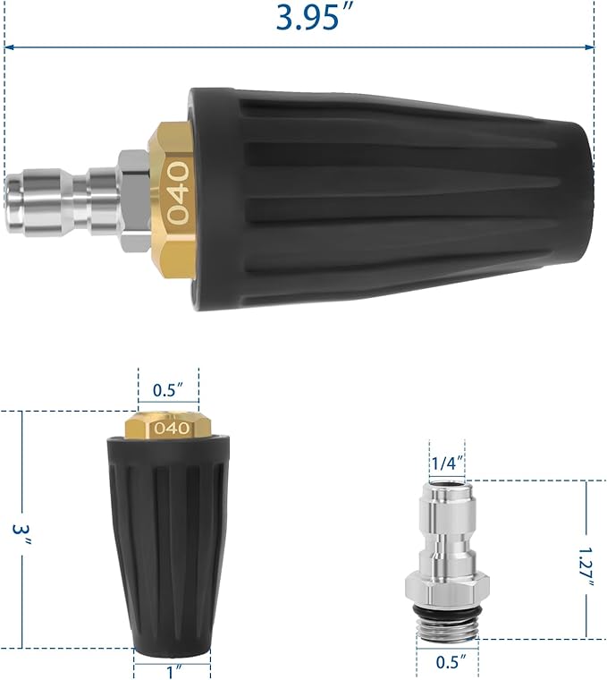 Tips Turbo Nozzle for 1/4'' Quick Connect Pressure Washer, 4000 PSI Max, 4.0 GPM 4.0 Orifice