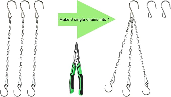 11 Inch Silver Hanging Chain, Small Hanging Basket Chain Kits with Hooks for Bird Feeder Hanging Plant Extender Porch Wind Chime