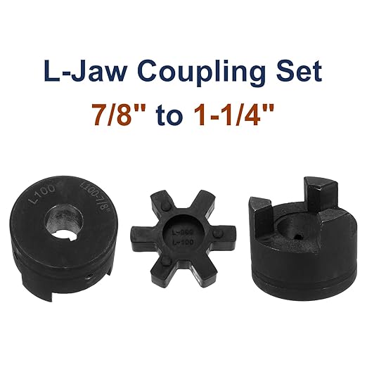 uxcell 7/8" to 1-1/4" L100 Flexible 3-Piece L-Jaw Coupling Coupler Set & Buna-N NBR Rubber Spider for Log Splitter Hybrid Equipment