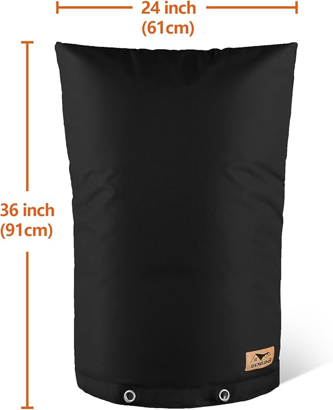 Backflow Preventer Insulation Cover - Water Pipe Insulation Sprinkler Cover for Outside - Insulated Backflow Cover Pouch for Irrigation Back Flow Valve in Winter or Sun Exposure (24"W x 36"H, BLACK)