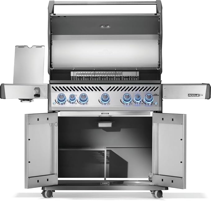 Napoleon Rogue PRO-S 625 Propane Gas Grill with Infrared Side and Rear Burners, Stainless Steel, Durable 7-Burner Ultimate Grilling Experience