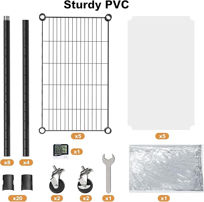 Mini 5-Tier Greenhouse for Indoor Outdoor, 23.2" L×13.4" W×61.4" H Portable Greenhouse with Clear PVC Cover and Metal Shelf for Growing Vegetables, Flowers and Seedlings, with Wheels