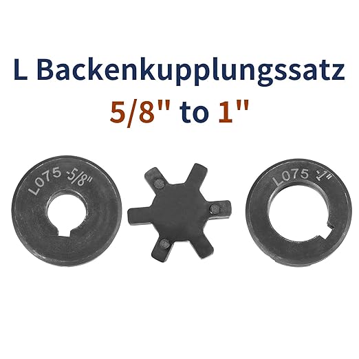 uxcell 5/8" to 1" L075 Flexible 3-Piece L-Jaw Coupling Coupler Set & Buna-N NBR Rubber Spider for Log Splitter Hybrid Equipment