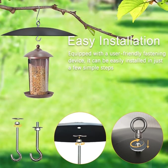 2 Pack Bird Feeder Baffle, Metal Rain Guard for Bird Houses Outside,13 inch Metal Hanging Baffle Weather Cover for Outside