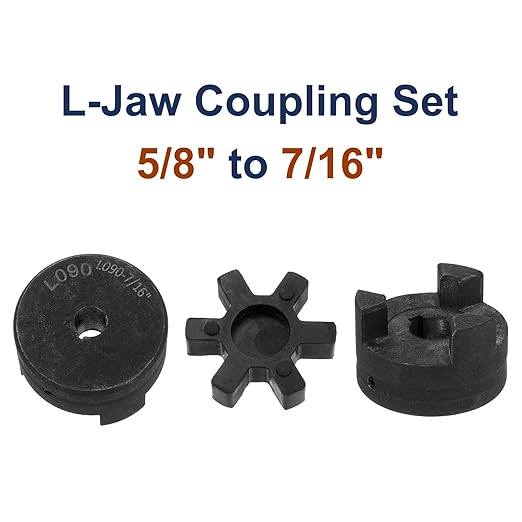 uxcell 5/8" to 7/16" L090 Flexible 3-Piece L-Jaw Coupling Coupler Set & Buna-N NBR Rubber Spider for Log Splitter Hybrid Equipment