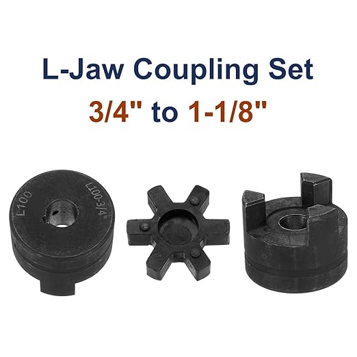uxcell 3/4" to 1-1/8" L100 Flexible 3-Piece L-Jaw Coupling Coupler Set & Buna-N NBR Rubber Spider for Log Splitter Hybrid Equipment