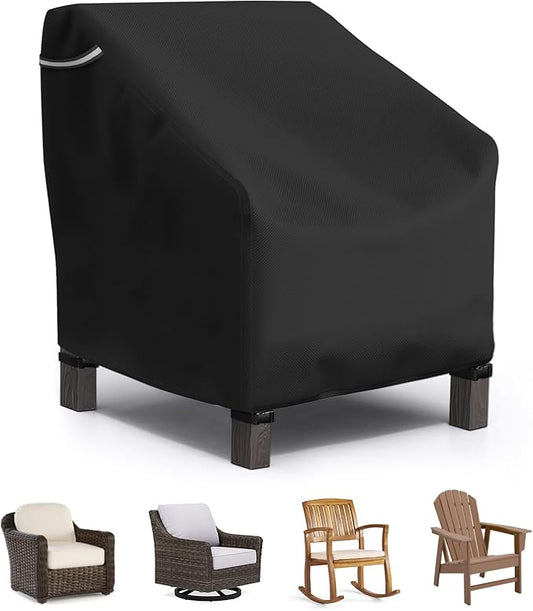 STARTWO Patio Outdoor Chair Covers, Outdoor Furniture Covers Waterproof adapter for Lawn Lounge Seat, Wicker, Swivel, Adirondack, Rocking Chairs, 1 Pack 32"L x 37" W x 36"H inch, Black