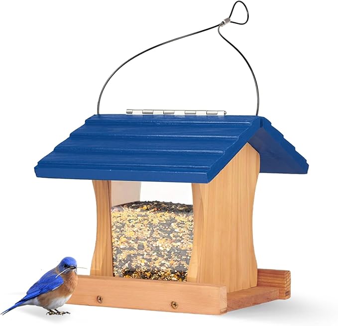 Ranch Hopper Bird Feeders for Outside Extra Thickness 13/16", Bird Feeder Kit for Kids to Build - Alaskan Red Cedar Wood Birdhouse Building with Hanging Cable, Paints and Brushes -Patented