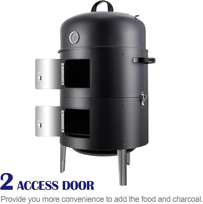 Realcook Charcoal Meat Smoker Grill: Premium BBQ Smokers with Smoke Box - Barbecue Vertical Charcoal Grill Combo for Outdoor Cooking Patio Backyard Grilling Tailgating
