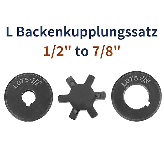 uxcell 1/2" to 7/8" L075 Flexible 3-Piece L-Jaw Coupling Coupler Set & Buna-N NBR Rubber Spider for Log Splitter Hybrid Equipment