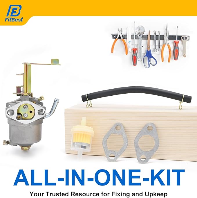 FitBest Carburetor Tune-up kit Replacement for Champion 80cc 1200/1500W Generators – Models 42436, 42432, 62422, 200915 – Includes Gaskets, Fuel Line & Filter