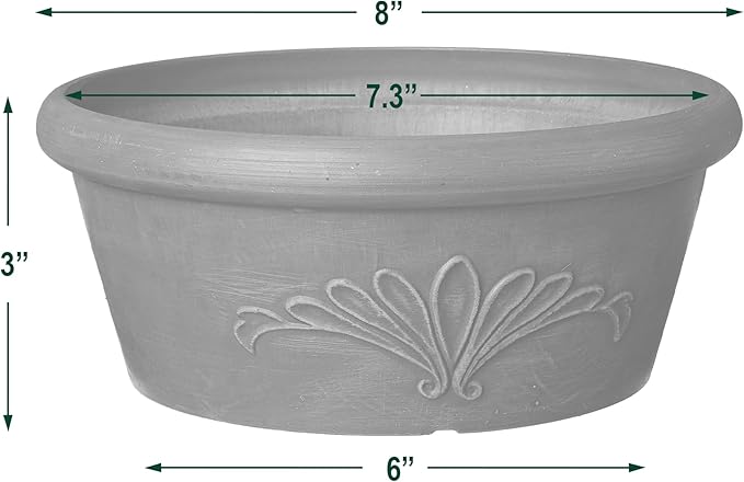 Arcadia Garden Products PSW TA20C Plastic/Stone/Wood Composite Bulb Pan – No Drainage Hole (Drillable), 8"x3", Chocolate