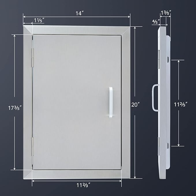 CO-Z Upgraded Outdoor Kitchen Doors, 14" W x 20" H 304 Stainless Steel Single Access BBQ Door for Outdoor Kitchen, Grilling Station, Outside Cabinet, Barbeque Grill, Built-in SS BBQ Island Door