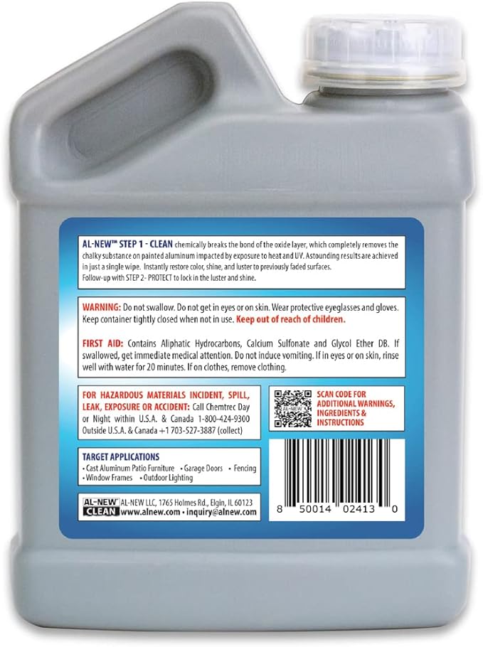 AL-NEW Step 1 Clean | Cleaning Solution for Outdoor Patio Furniture, Garage Doors, Window Frames, Exterior Lights & Fencing (16 Ounce)