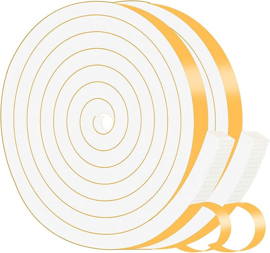 Weather Stripping Door Seal,Weather Stripping,Soundproof,Cold Insulation,High Density CR Foam Insulation Tape for Door,Windows (White, 1/2 in x 3/8 in x 13Ft)