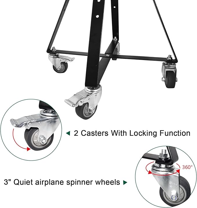 Rolling Cart for Kamado Joe Junior 13.5" Grill Stand for Kamado Joe Accessories, Rolling Nest with Heavy Duty Locking Caster Wheels Powder Coated Steel for Smoker Kamado Grill Stand Black
