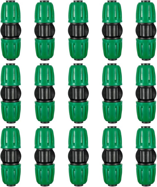 15 Pcs 1/2 Inch Irrigation Tubing Coupling Fittings Connectors, (1/2" ID x0.6-0.63" OD) Drip Line Couplings Anti-Drop Barbed Coupler Connectors for 1/2" Drip Irrigation Tubing System Connection