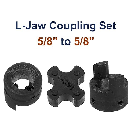 uxcell 5/8" to 5/8" L050 Flexible 3-Piece L-Jaw Coupling Coupler Set & Buna-N NBR Rubber Spider for Log Splitter Hybrid Equipment