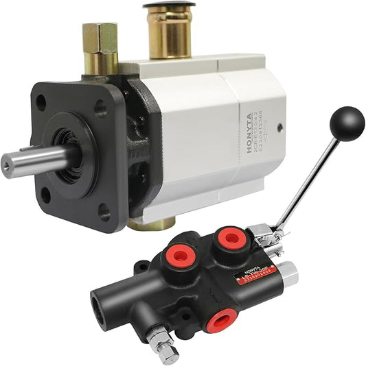 RYFT Wood Log Splitter Pump 16GPM, HI/LO gear pump, 2 stage Hydraulic Gear Pump with 25GPM Auto Control Detent Valve 1/2" Work Port, 1/8" Keyed Shaft Hydraulic Pump, for Log Splitters
