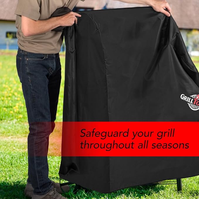 Heavy Duty Smoker Cover for Outdoor Grill – Fits Popular Smoker Brands & Pro 575 Series Grills – Waterproof, Weather Resistant, UV & Fade Resistant with Adjustable Straps – Black