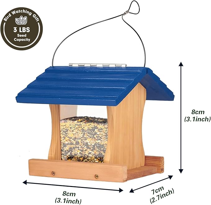 Ranch Hopper Bird Feeders for Outside Extra Thickness 13/16", Bird Feeder Kit for Kids to Build - Alaskan Red Cedar Wood Birdhouse Building with Hanging Cable, Paints and Brushes -Patented